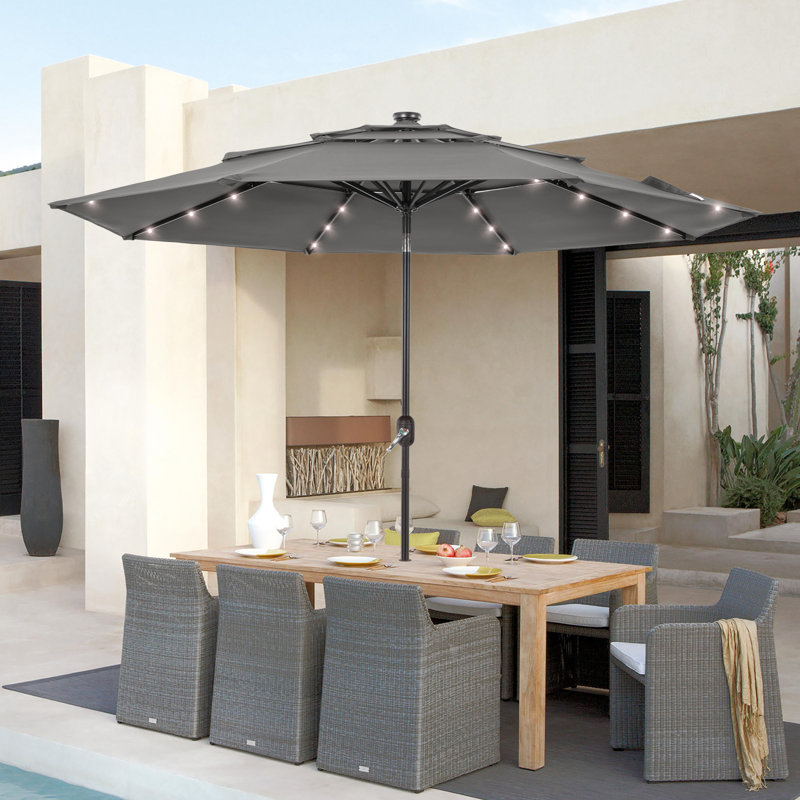 Parasol rond 10 'Ruthy, Tissu gris