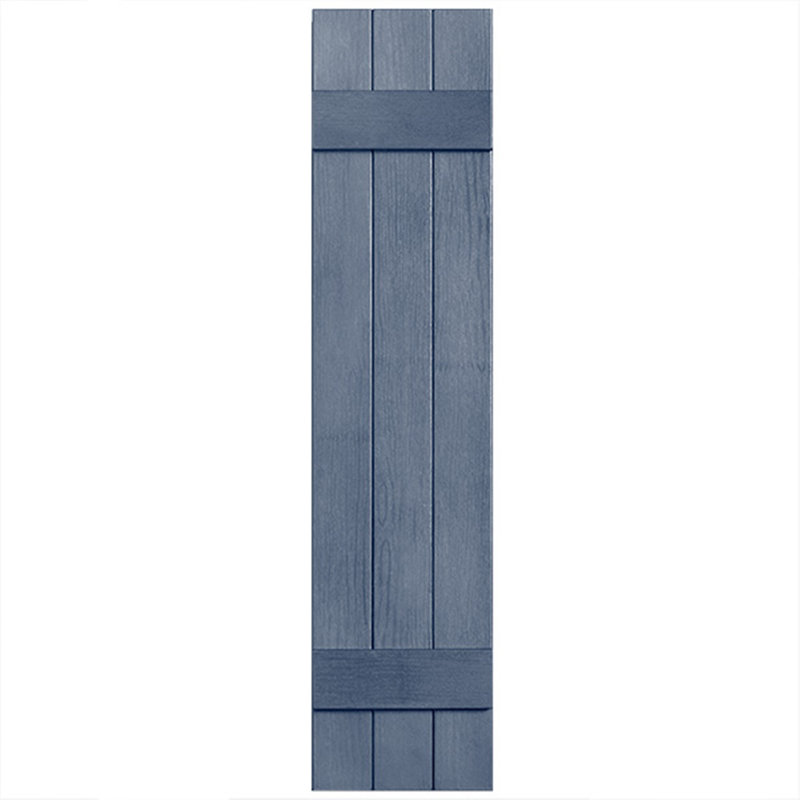 Alpha Blue Vinyl Board and Batten Exterior Shutters (Set of 2)