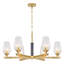 Lustre linéaire contemporain à 6 lumières en forme d'étoile, luminaire d'accent noir mat et or avec verre à grille transparent pour îlot de cuisine-1828073929