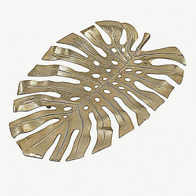 24.8x17.3x2" Gold Monstera Leaf Wall Décor, 24.8" H x 17.3" W x 2" D
