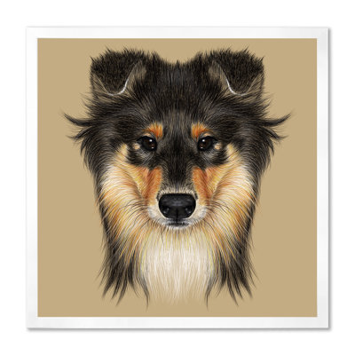 " Portrait Of Collie Dog " Painting Print