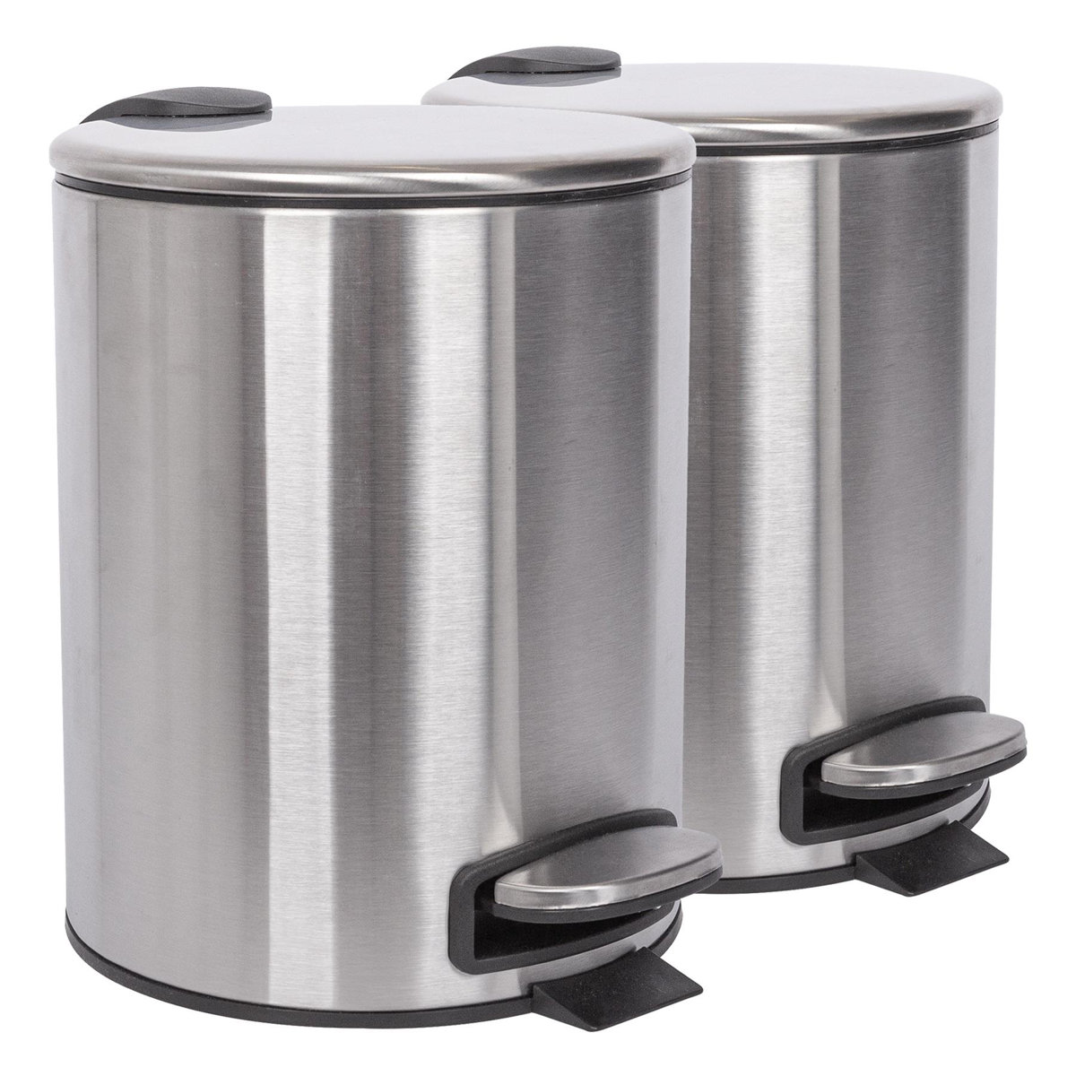 Harbour Housewares Round Bathroom Pedal Bins - 5L - Set of 2 | Wayfair ...
