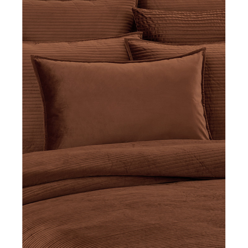 Terracotta Velvet Rectangle Lumbar Throw Pillow Cover