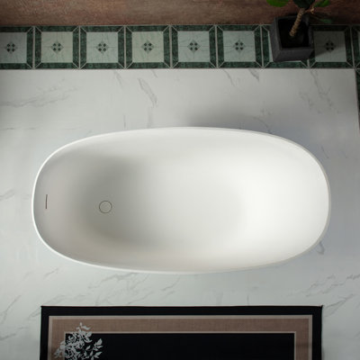 Aether WOODBRIDGE Luxury Contemporary Solid Surface Stone Resin Freestanding Bathtub in Matte White