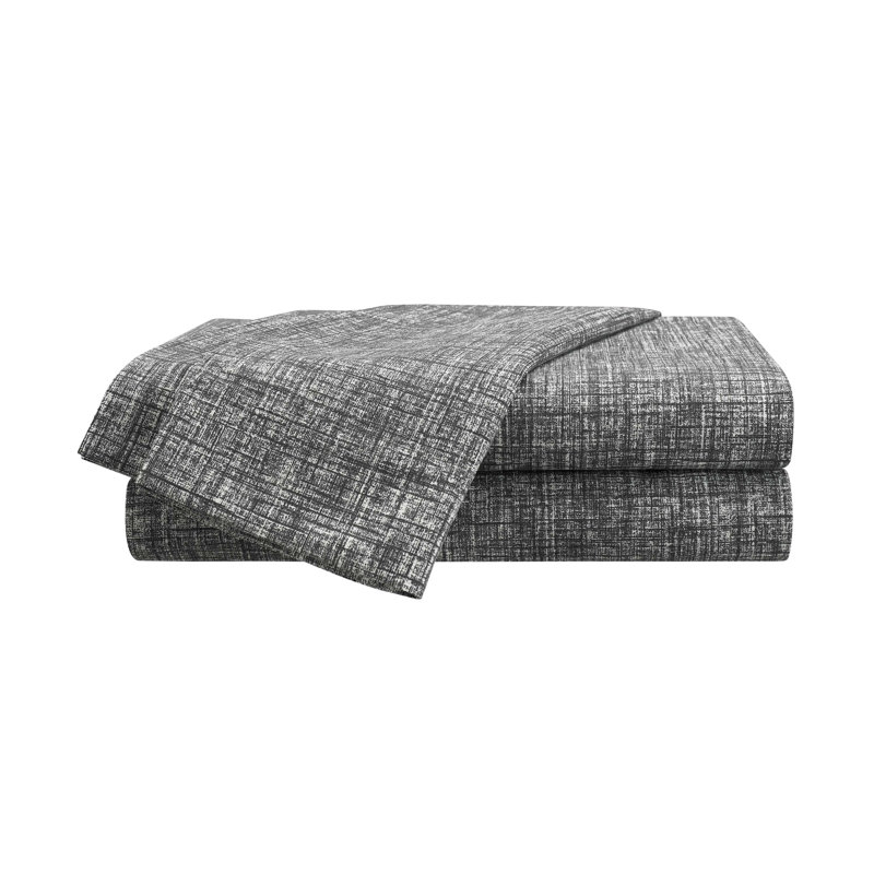Crosshatch Microfiber, Gray, Queen Sheet Set with 2 Pillowcases