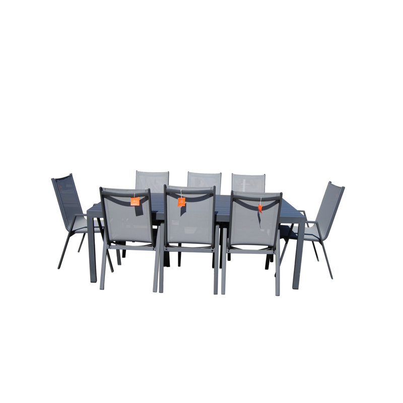 Ensemble de salle à manger Venice avec 8 chaises et toile Sunbrella