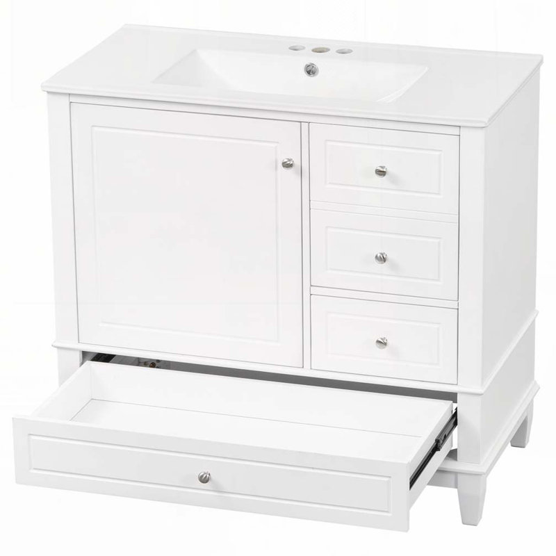 Meuble-lavabo 36 po avec lavabo en céramique, Blanc