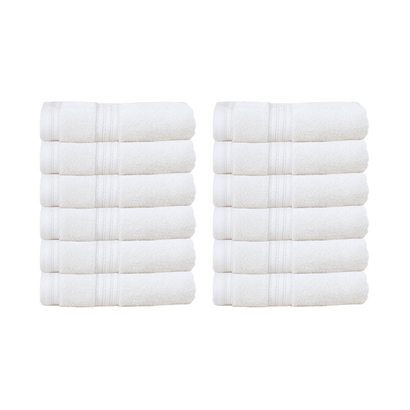 Elegance Essentials 550GSM 100% Cotton Zero Twist Super Absorbent Wash Cloth (Set of 12) - 13"x13", Ivory