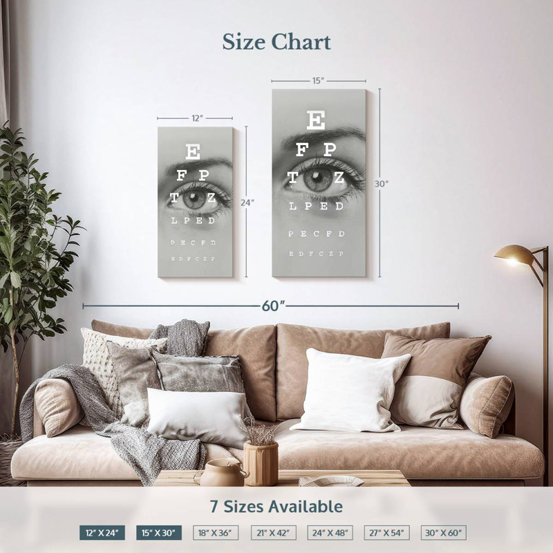 Eye Test Chart, 24" H x 12" W