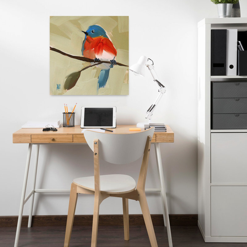 Oiseau bleu, art contemporain, H 18 po x l 18 po