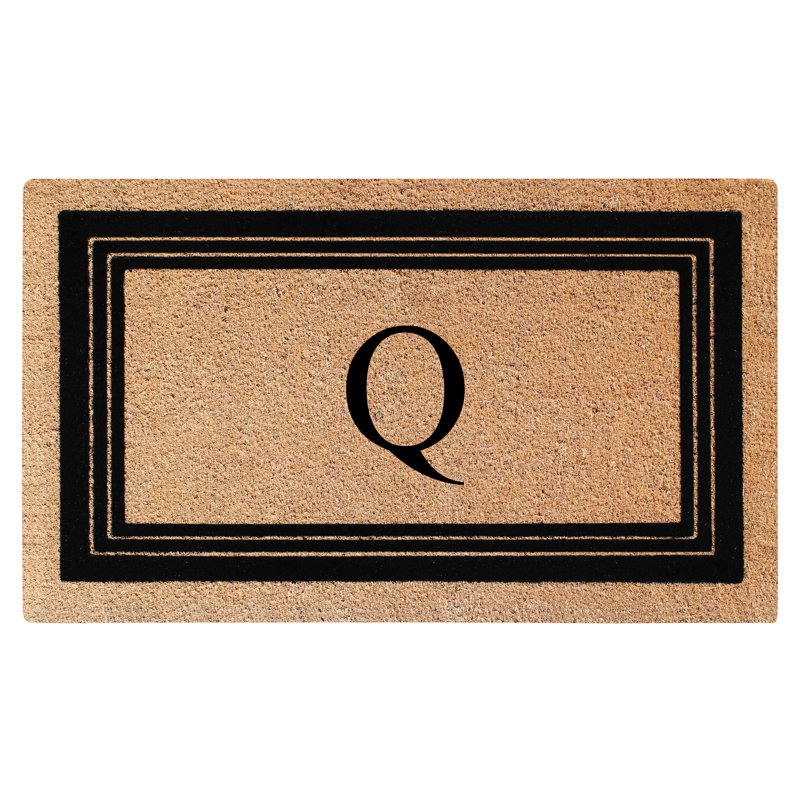 Monogrammed Triple Classic Border Natural Coir Door Mat with PVC Backing – Heavy-Duty, Anti-Shed & Easy to Clean, 39" x 24"