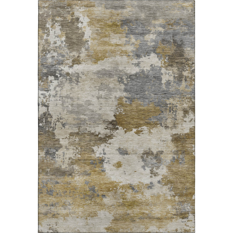 Premium Machine Washable Mayfield AMF2144 abstract Rug, 8' x 10', Brown