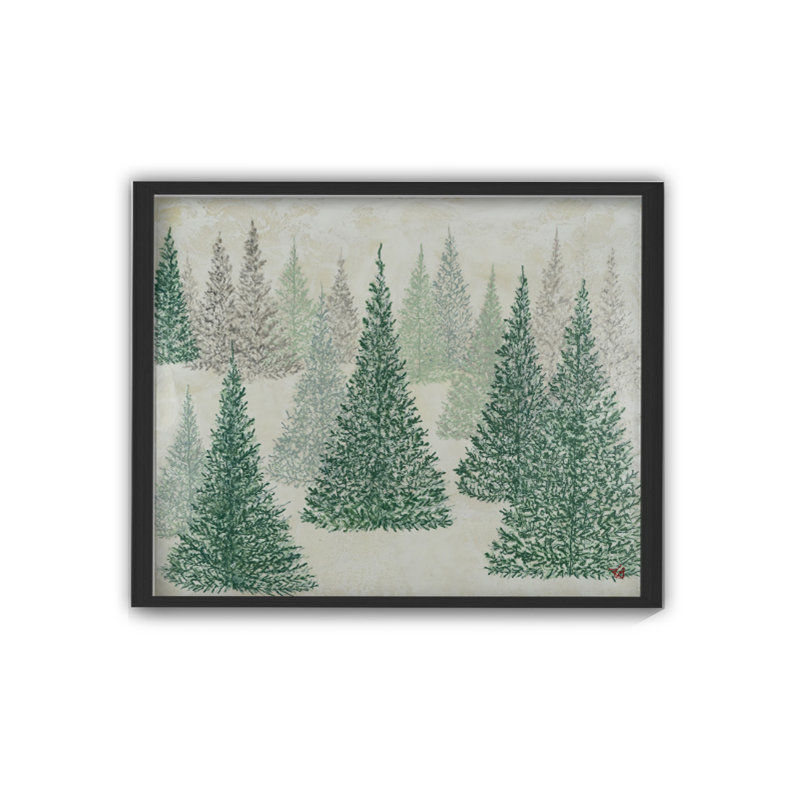 "Ethereal Pines", art mural sur toile, Cadre flottant noir, H 12 po x l 16 po