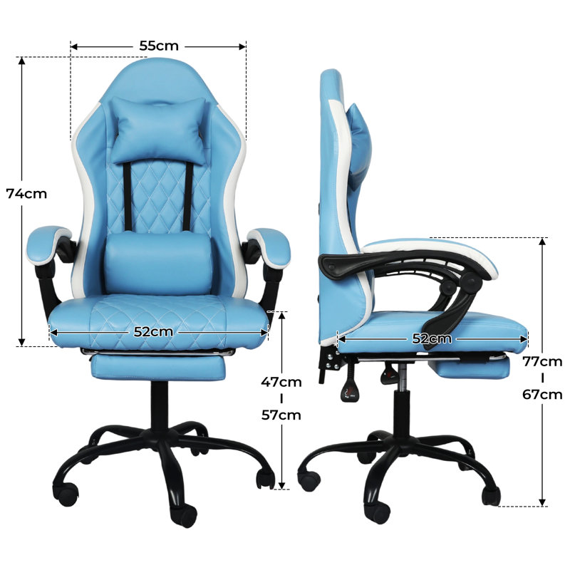 Gaming Chair with Headrest, Blue