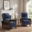 Fauteuil inclinable moderne en cuir avec structure en bois d'hévéa-132947601