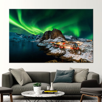 Northern Lights Landscape Canvas Art - Lofoten Inspired Decorative Wall Print Gift