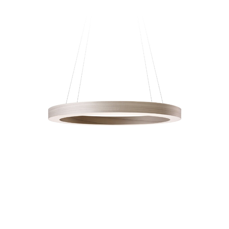 Oh! Line 1 - Light LED Chandelier, Matte Black, Natural Cherry, 2" H x 23.6" W x 23.6" D