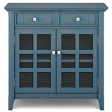 Acadian 36"W Solid Wood 2-Shelf Entryway Storage Cabinet with Glass Doors and 2 Drawers