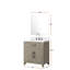 30 po Armoire de salle de bain en chêne gris X 22, comptoir en quartz blanc, miroir 28 et meuble-lavabo