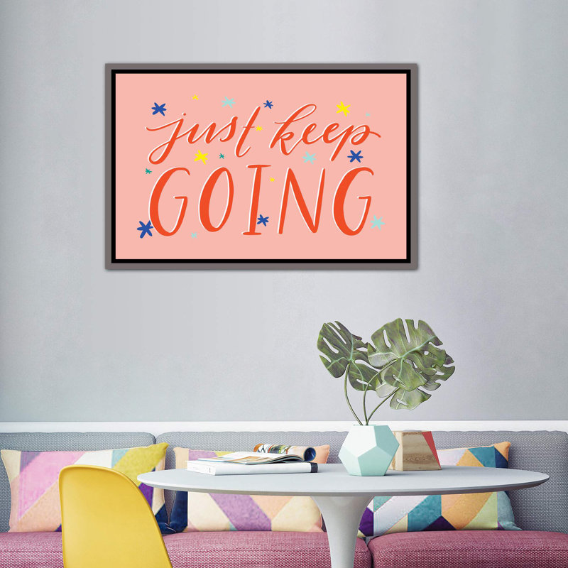 Just Just Going par Richelle Garn - reproduction d'art textuel, H 40 po x l 60 po x 1,5 po, Toile avec cadre gris, Aucun mat