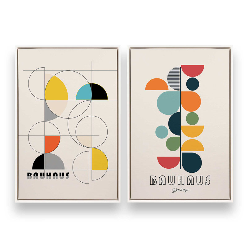 Bauhaus, ensemble de 2 couleurs printanières, H 37 po x l 50 po, Cadre flottant blanc opaque