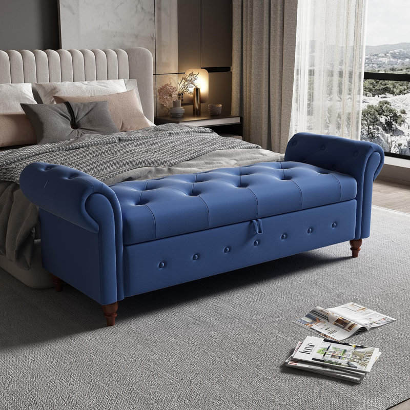 Banc de lit en tissu bleu marine, Marine
