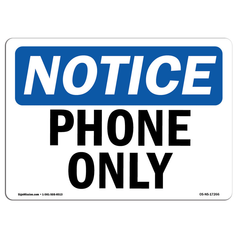 Phone Only Aluminum Sign 12 x 18