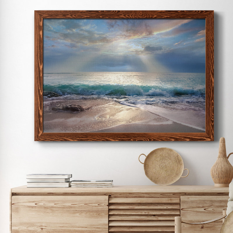 Aqua Blue Morning - reproduction de photo sur papier encadrée, Érable, H 31 po x l 44 po x P 1 po