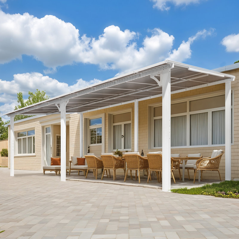 Pergola en aluminium avec auvent, Blanc, 20 pi x 10 pi