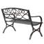 Banc de jardin extérieur, banc de parc en métal avec dossier à motif floral, pieds en arche-118663611