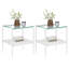 Ensemble de 3 tables basses et tables de bout, table en verre trempé avec panneau de fibres à densité moyenne, tables modernes pour le salon, verre transparent-121051228-121051229