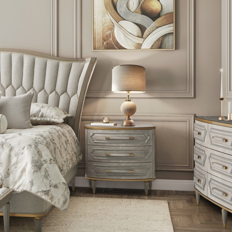 St. Charles 3-Drawer Nightstand - Dove Gray