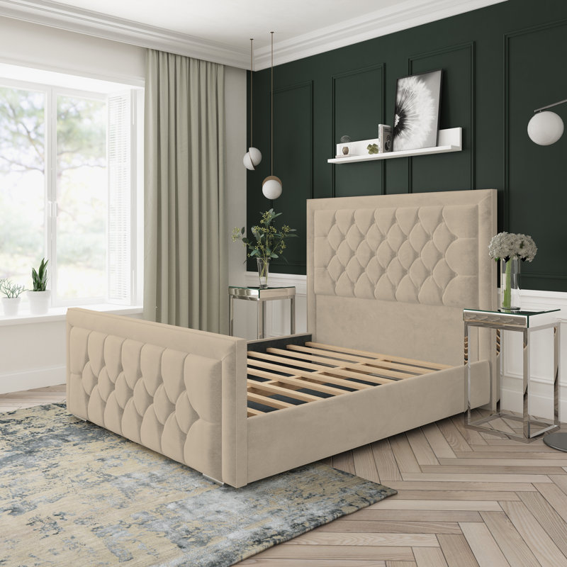 Upholstered Bed, Beige, Double (4'6)