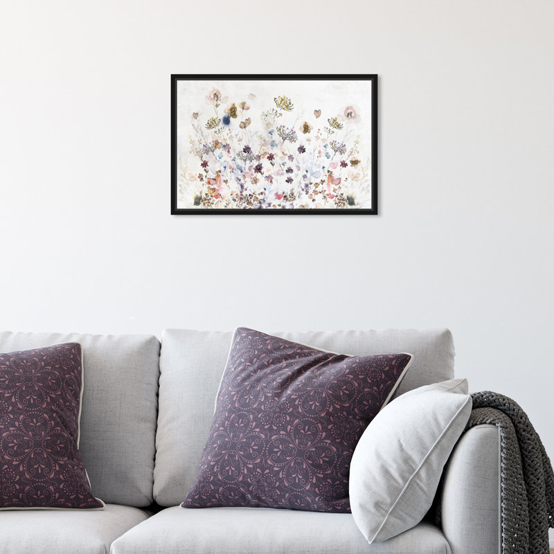 Oliver Gal " Meadow Wild Lands " by Oliver Gal Painting Print, Black Framed, 11" H x 16" W x 1.8" D