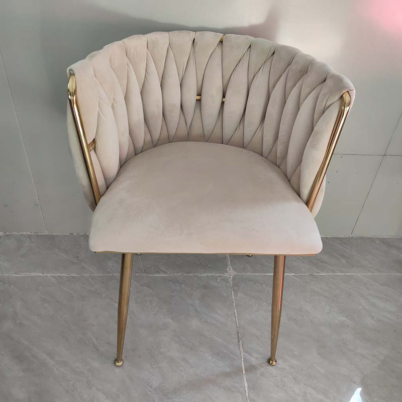 Chaise rembourrée en velours, Beige