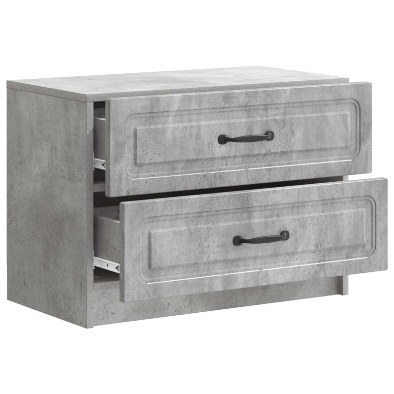 62cm W Manufactured Wood Bedside Table, Concrete Grey