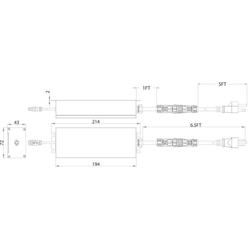 Bloc d'alimentation électronique scellé pour emplacement humide, H 1,7 po x l 8,43 po x P 2,84 po