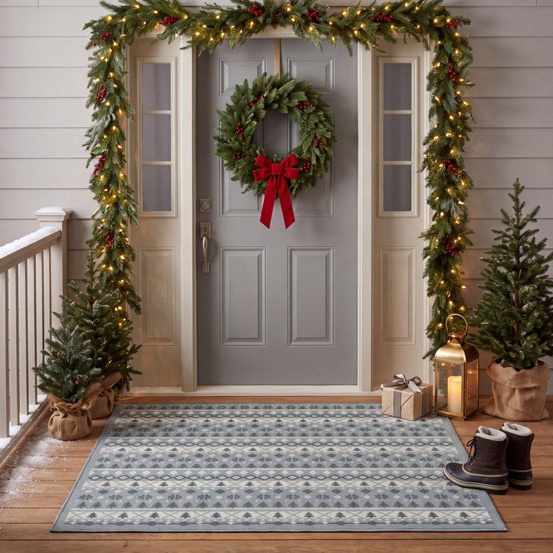 Tapis d'hiver Batman, motif géométrique moderne, bleu sarcelle, gris et blanc, antidérapant, à poils courts, pour l'intérieur et l'extérieur, adapté aux animaux domestiques, idéal pour le salon, la chambre, la salle à manger, l'entrée, le corridor ou le bureau. Tapis nordiques, style Fair Isle, lavable.