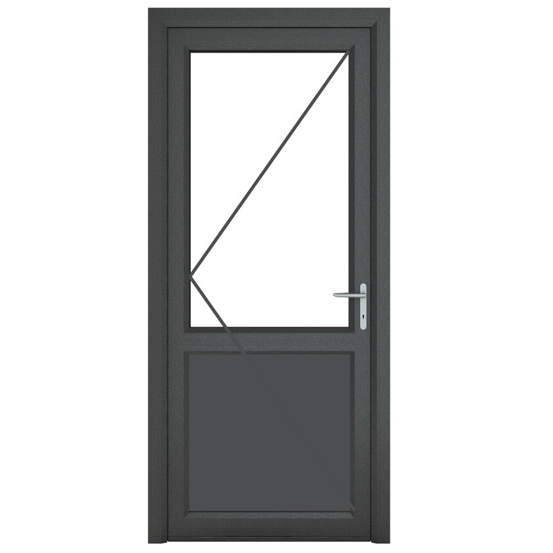 Upvc Single Door, 209cm H x 84cm W x 7cm D, Black/White