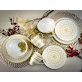 MANDALA GOLD 8 Piece Dinnerware Set, Service for 2