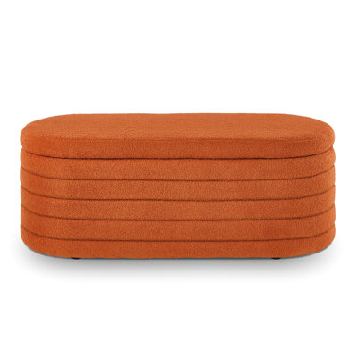 Luxury Orange Storage Bench - Elevates Your Living Space Decor With Soft Upholstery Enhances Room Ambiance