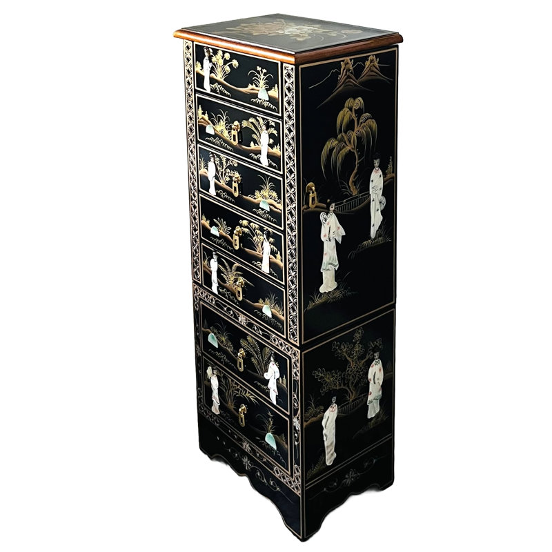 Mother of Pearl Oriental Jewellery Armoire Cabinet  with mirror