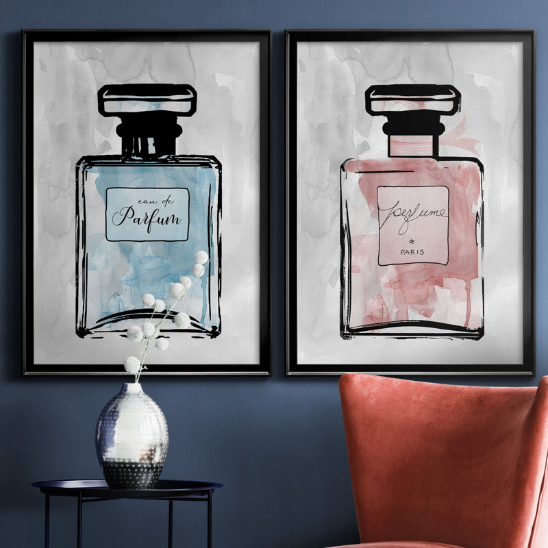 «Blue Wash Perfume», ensemble de 2 reproductions d'art, H 18,5 po x l 49 po x P 1,5 po, H 31,5 po x l 47 po x P 1,5 po