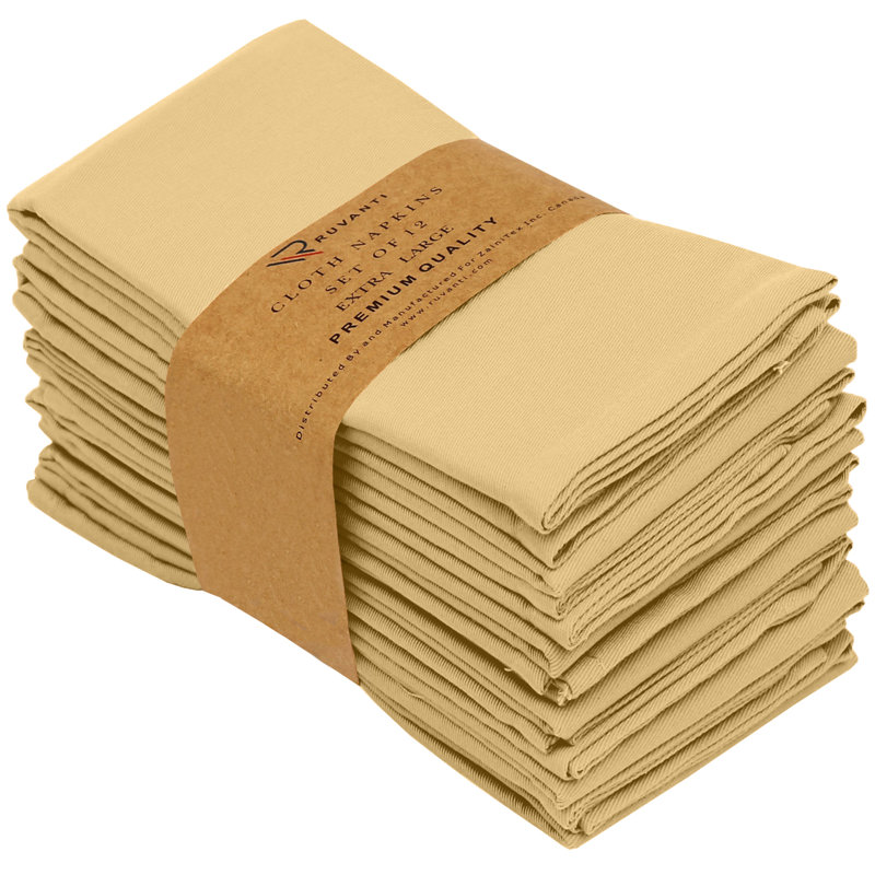 Poly Cotton Enrich Twill Cloth Napkins, Ivory Gold
