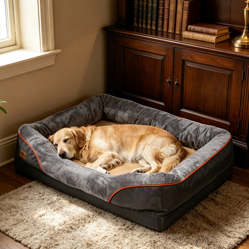 Orthopaedic Dog Bed Bolster Cushion, 30cm H x 120cm W x 90cm D