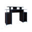 Bureau de jeu 47 po à 2 niveaux avec trois tablettes et support pour tour d'ordinateur, noir