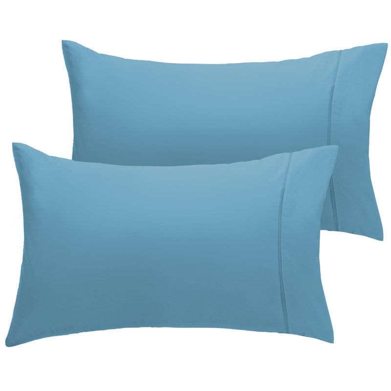 LuxClub 2 PC Light Blue Queen Performance Microfiber Solid Pillowcase Set, Light Blue, Queen Pillowcase