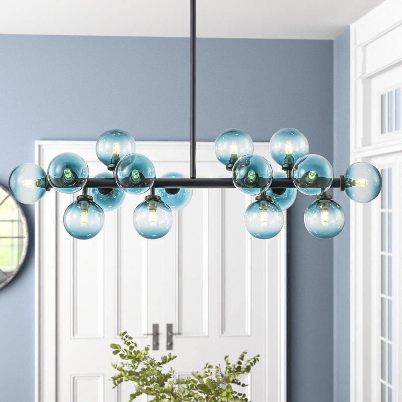 Broghan 16 - Light Kitchen Island Pendant, Matte Black, Blue