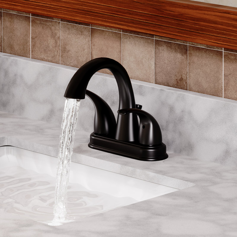 Matte Black Double Handle Bathroom Faucet with Drain Assembly