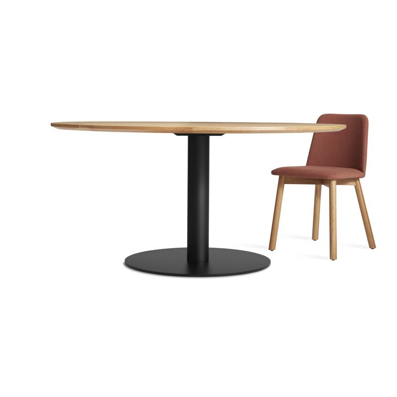 Easy Round Dining Table, White Oak, Matte Black, 29" H x 60" W x 60" L